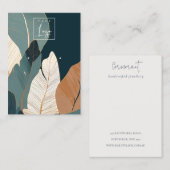 ネイビー金ゴールドトロピカルリーロゴのイヤリングディスプレイ 名刺 (正面/裏面)