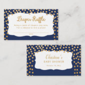 ネイビー金ゴールドドットおむつラッフルチケット エンクロージャーカード (正面/裏面)