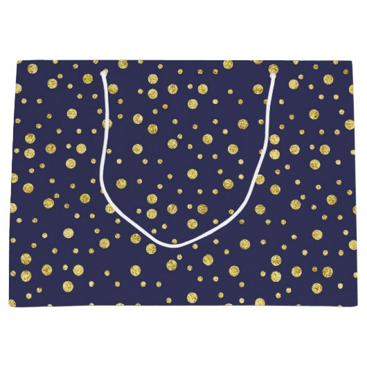 ネイビー金ゴールドドットエレガントパーティー抱き枕 ラージペーパーバッグ (正面)