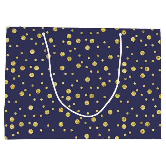ネイビー金ゴールドドットエレガントパーティー抱き枕 ラージペーパーバッグ (裏面)