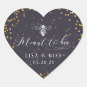 ネイビー金ゴールドドット蜂蜜結婚式の引き出物 ハートシール (正面)