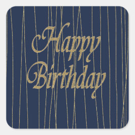ネイビー金ゴールドハッピーバースデー スクエアシール