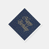 ネイビー金ゴールドハッピーバースデー スタンダードカクテルナプキン (角)