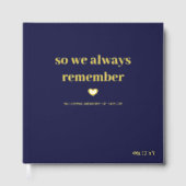 ネイビー金ゴールドハートだから私たちは常に記念碑を覚えている ゲストブック (正面)