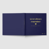 ネイビー金ゴールドハートだから私たちは常に記念碑を覚えている ゲストブック (全面)