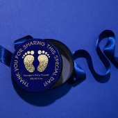 ネイビー金ゴールドハート足ベビーシャワーお願いありがとう ラウンドシール