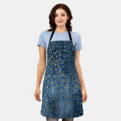 ネイビー金ゴールドヒョウ印刷 エプロン (着用した状態)