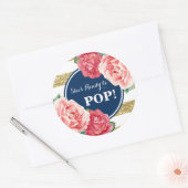 ネイビー金ゴールドピンクフローラベイビーシャワー準備ポップ・アートの完了 ラウンドシール (封筒)