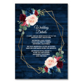 ネイビー金ゴールドピンク結婚のエンクロージャカード テーブルナンバー (正面)