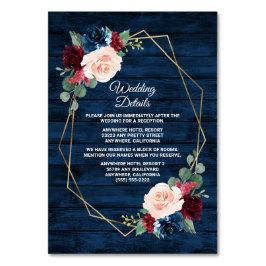 ネイビー金ゴールドピンク結婚のエンクロージャカード テーブルナンバー