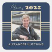 ネイビー金ゴールドフォトフレーム2025卒業生 スクエアシール (正面)