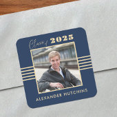 ネイビー金ゴールドフォトフレーム2025卒業生 スクエアシール