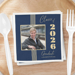 ネイビー金ゴールドフォトフレーム2025卒業 スタンダードカクテルナプキン