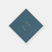 ネイビー金ゴールドフローラボ結婚ーホズ スタンダードカクテルナプキン (角)