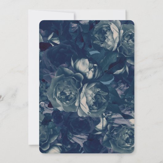 ネイビー金ゴールドフローラ書道結婚式招待状 招待状 (裏面)