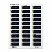 ネイビー金ゴールドフローラ水彩差出人住所ラベル ラベル (フルシート)