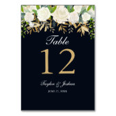 ネイビー金ゴールドフローラ水結婚色のテーブルカード テーブルナンバー (裏面)