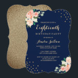 ネイビー金ゴールドフローラ紙吹雪18th誕生日パーティー 招待状<br><div class="desc">リトルかわいらしベイリー店でフローラ誕生日招待状をもっと！</div>