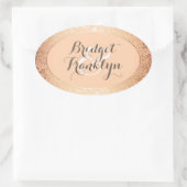 ネイビー金ゴールドフローラ結婚赤面 楕円形シール (バッグ)