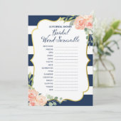 ネイビー金ゴールドブライダルシャワースクランブルゲームサイズ 招待状 (スタンド正面)