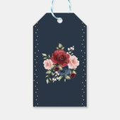 ネイビー金ゴールドブルガンディーフラワーブックおたく結婚式の引き出物 ギフトタグ (裏面)