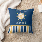 ネイビー金ゴールドブルー航海のホイールストライプ クッション (ブランケット)