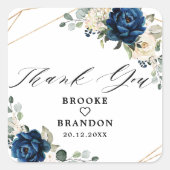 ネイビー金ゴールドホワイトシャンパンアイボリージオメトリック結婚ス スクエアシール (正面)