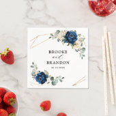 ネイビー金ゴールドホワイトシャンパンアイボリージオメトリック結婚ス スタンダードカクテルナプキン (インサイチュ)