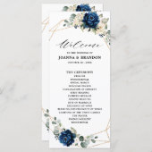 ネイビー金ゴールドホワイトシャンパンアイボリージオメトリック結婚ス プログラム (正面/裏面)