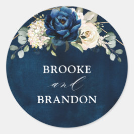 ネイビー金ゴールドホワイトシャンパンアイボリージオメトリック結婚ス ラウンドシール