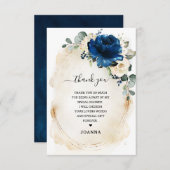 ネイビー金ゴールドホワイトシャンパンアイボリーバラブライダルシャワー サンキューカード (正面/裏面)