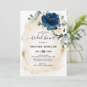 ネイビー金ゴールドホワイトシャンパンアイボリーバラブライダルシャワー 招待状 (スタンド正面)