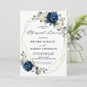 ネイビー金ゴールドホワイトシャンパンアイボリーリハーサルディナー 招待状 (スタンド正面)