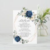 ネイビー金ゴールドホワイトシャンパンアイボリー幾何学的詳細 エンクロージャーカード (スタンド正面)