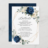 ネイビー金ゴールドホワイトシャンパンアイボリー幾何学的詳細 エンクロージャーカード (正面/裏面)