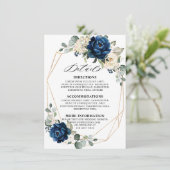 ネイビー金ゴールドホワイトシャンパンアイボリー幾何学的詳細 エンクロージャーカード (スタンド正面)