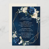 ネイビー金ゴールドホワイトシャンパンアイボリー幾何学的詳細 エンクロージャーカード (正面/裏面)