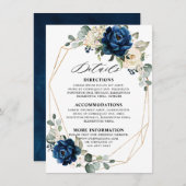 ネイビー金ゴールドホワイトシャンパンアイボリー幾何学的詳細 エンクロージャーカード (正面/裏面)