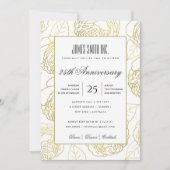 ネイビー金ゴールドホワイトローズフローラ企業のパーティーイベント 招待状 (正面)