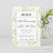 ネイビー金ゴールドホワイトローズフローラ企業のパーティーイベント 招待状 (スタンド正面)