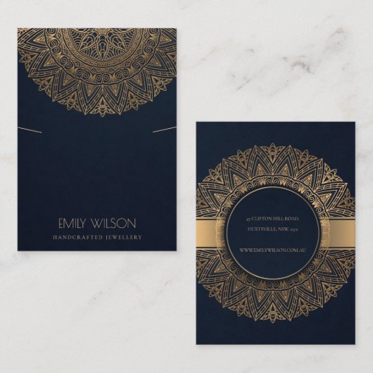 ネイビー金ゴールドマンクラシックダ華美ラネックレスディスプレイ 名刺 (正面/裏面)