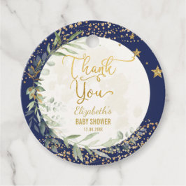 ネイビー金ゴールドムーントゥインクルリトルスターベビーシャワー フェイバータグ