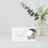 ネイビー金ゴールドムーンフローラおむつラッフルチケット エンクロージャーカード (スタンド正面)