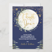 ネイビー金ゴールドムーン&スターズベビーシャワー サンキューカード (正面)