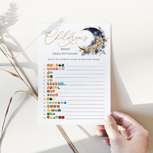 ネイビー金ゴールドムーンChildrens books絵文字ゲームカード 招待状