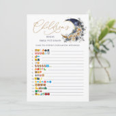 ネイビー金ゴールドムーンChildrens books絵文字ゲームカード 招待状 (スタンド正面)