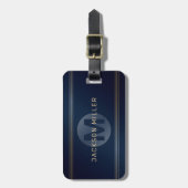 ネイビー金ゴールドモダンシンプルモパーソナライズされたノグラム ラゲッジタグ (正面縦)