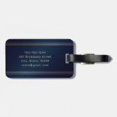 ネイビー金ゴールドモダンシンプルモパーソナライズされたノグラム ラゲッジタグ (裏面横)