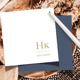 ネイビー金ゴールドモノグシンプルラムエレガントSOCIAL NOTECARD ノートカード