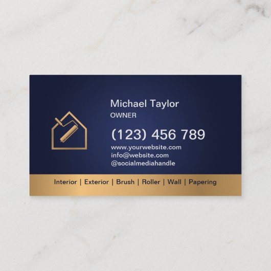 ネイビー金ゴールドラグジュアリープロフェッショナル絵を描ズサービス 名刺 (裏面)